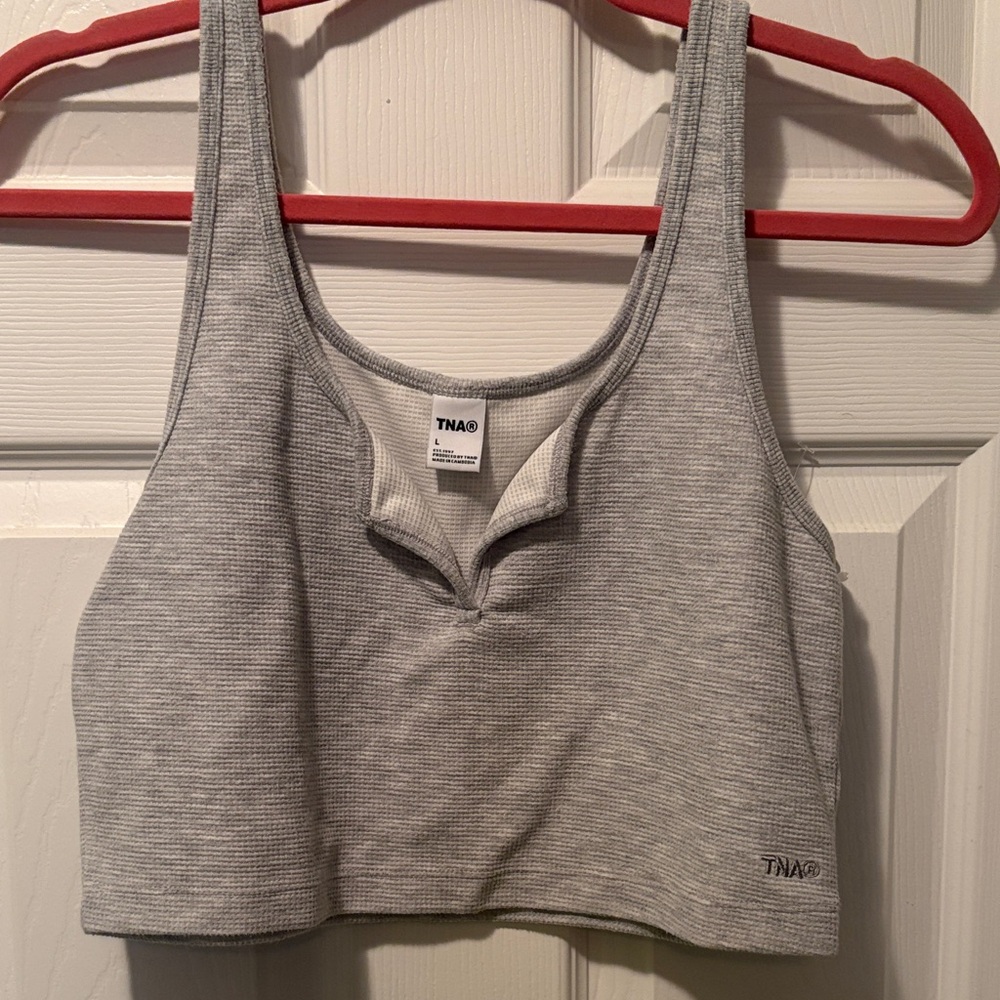 TNA Light Gray Ribbed Tank Bralette
